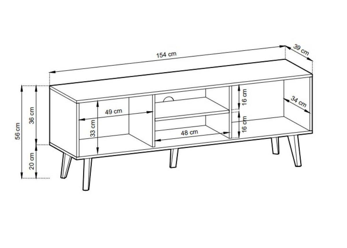TV-SCHRANK Willow Schwarz - Schwarz/Eiche Artisan, Holzwerkstoff (154/56/39cm) - Bettso