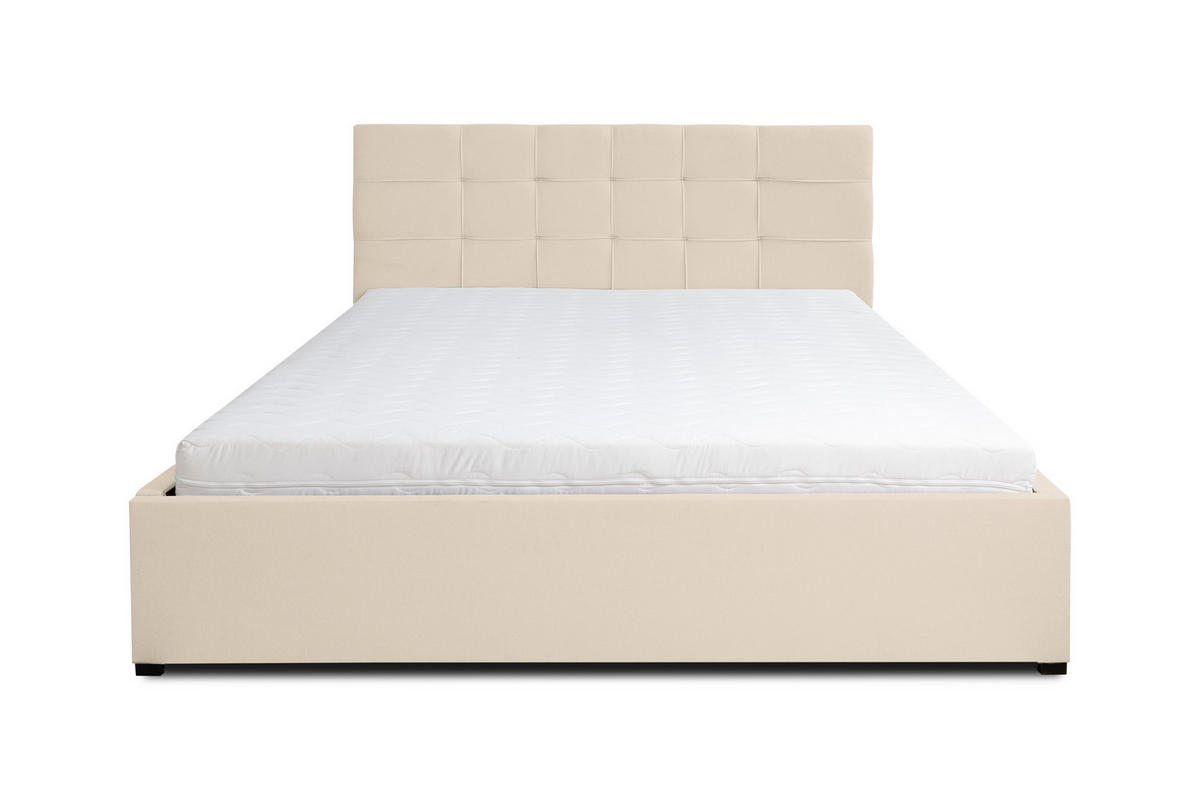 POLSTERBETT JESSA mit Kopfteil, 180 x200 cm, Doppelbett mit Bettkasten und Lattenrost aus Velourstoff, Velourstoff, Frabe: Beige - Beige, Holz/Kunststoff (180/200cm) - VENASI MÖBEL
