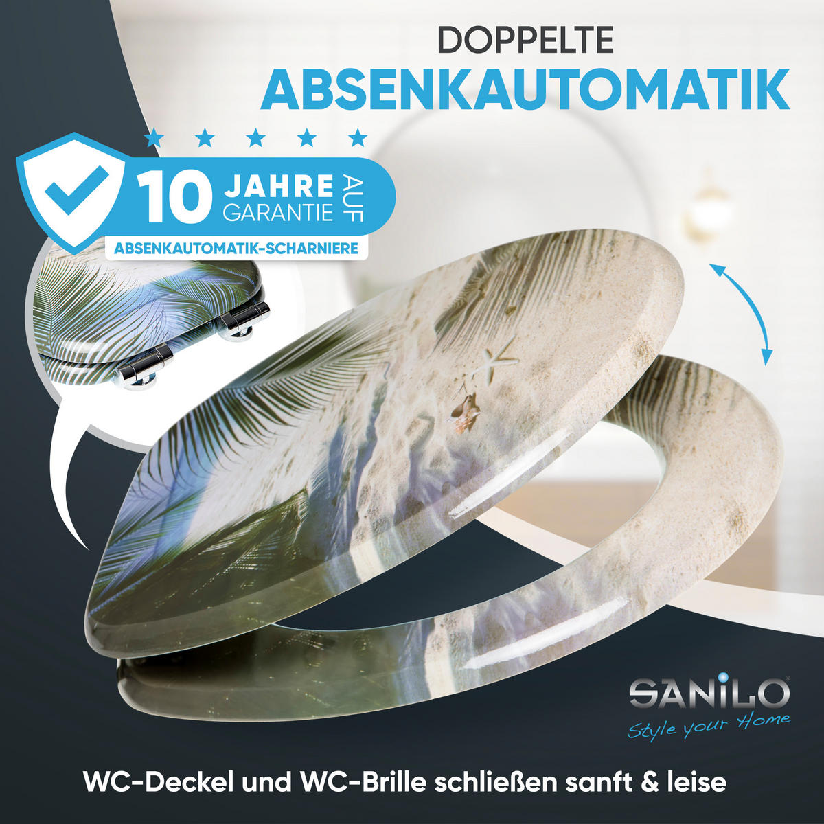 WC-SITZ mit Absenkautomatik Beach - Beige, Holzwerkstoff (38/6/47cm) - Sanilo