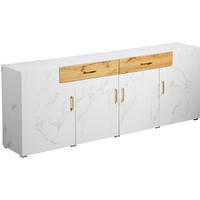 SIDEBOARD 208/39.5/80 cm Weiß aus Holzwerkstoff mit 4 Türen und 2 Schubkästen - Weiß, Holzwerkstoff (39.5/80/208cm) - OKMYHOME