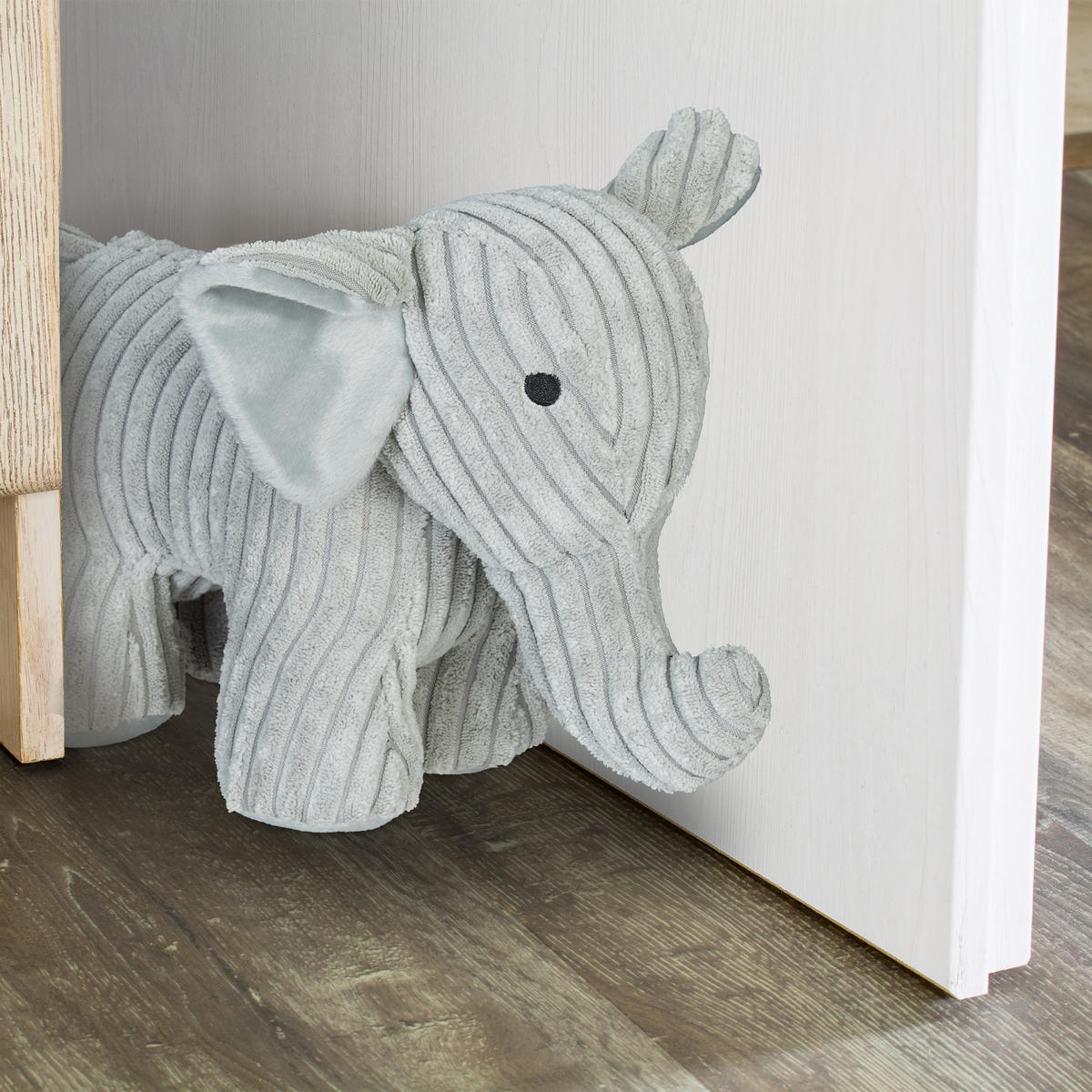 DÖRRSTOPP Grå elefant tyg sandfylld 22x14x38 cm - Grå, Textil/Naturmaterial (14/38cm) - Relaxdays
