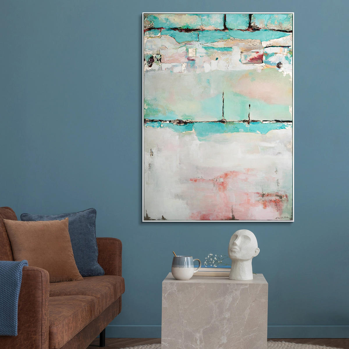 GEMÄLDE Stille Konsonanz Schattenfugenrahmen Weiß 120x80 cm - Weiß, Holz (120/80cm) - YS-art gallery