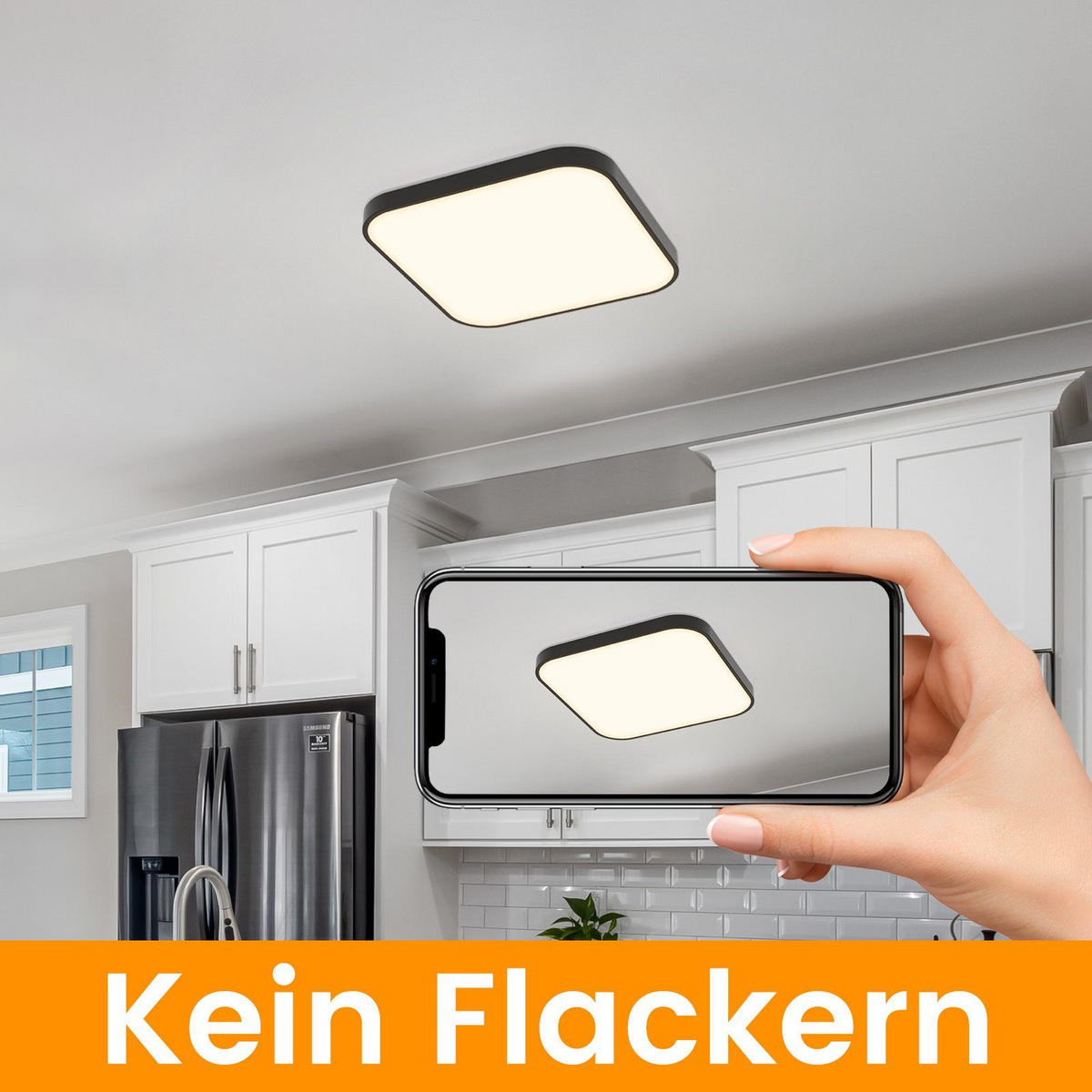 LED-DECKENLEUCHTE Leipzig 4000K-Neutralweiß 27/27/3 cm - Schwarz, Kunststoff (27/27/3cm) - Nettlife