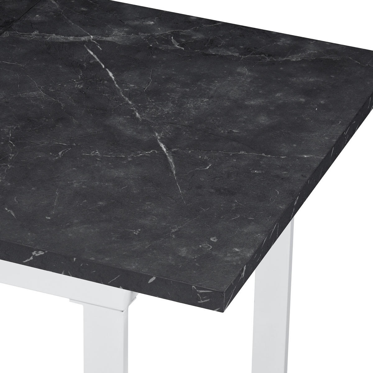 ESSTISCH LEVIN 120-160/80/76 cm Marmor-Schwarz - Anthrazit/Weiß, Holzwerkstoff/Metall (80/120/77cm) - B&D Home