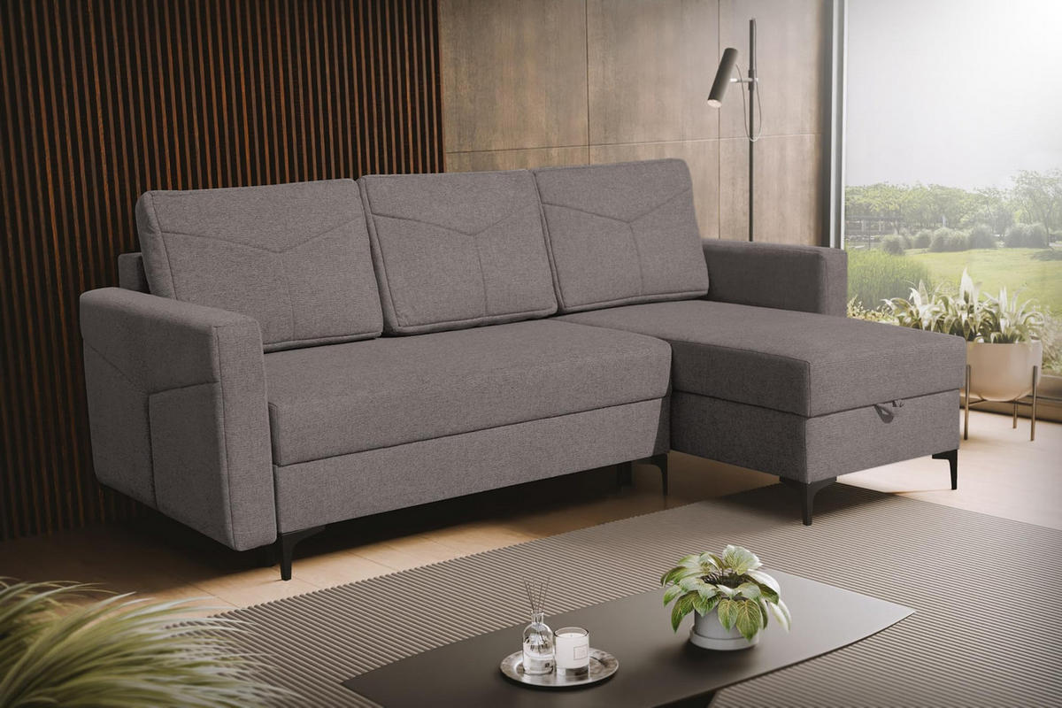 ECKSOFA KAIRO mit Schlaffunktion und Zwei Bettkasten (Braun) - Braun, Textil (230/150cm) - VENASI MÖBEL