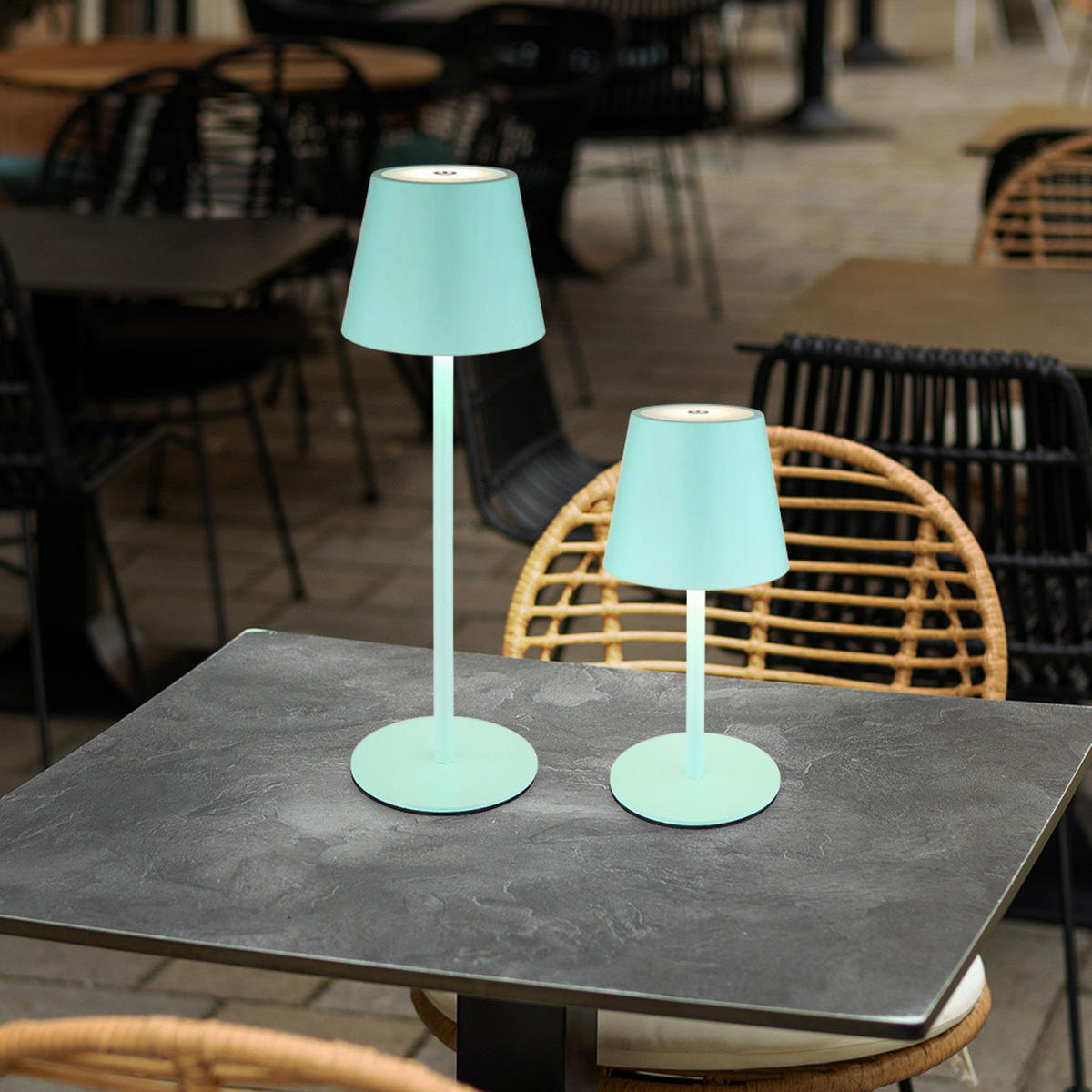 LED AUSSENLEUCHTE VANNIE I Türkis Opal - Türkis, Metall (11.5/11.5/36cm) - Globo Lighting