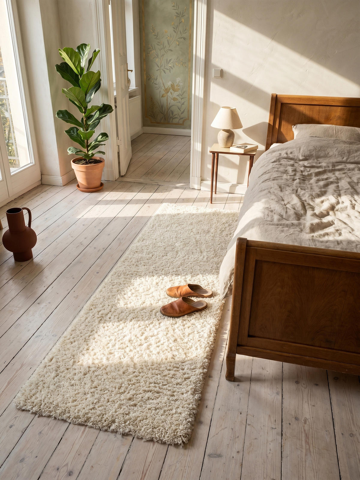 TEPPICH Hochflor Shaggy Einfarbig Weich Flauschig Waschbar Schlafzimmer Creme 80x150 cm – RHEIN - Beige, Textil (150/80cm) - KADIMA DESIGN