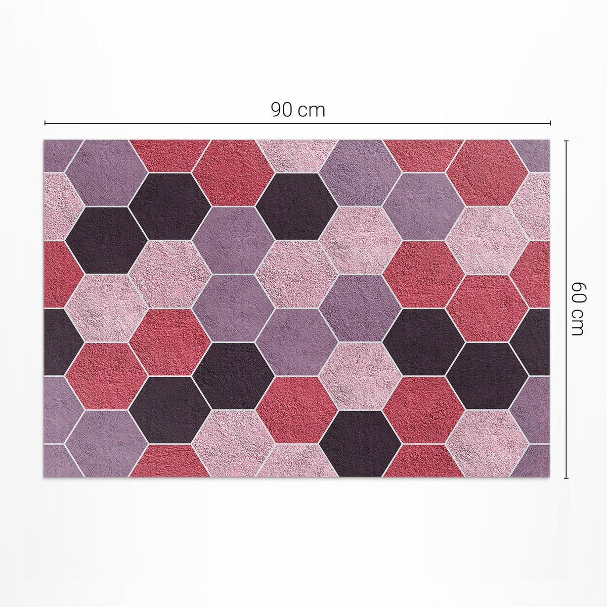 TEPPICH 60x90 cm Plüsch-Hexagone Geometrisches Muster - Rosa, Kunststoff (60/90cm) - Wallfluent