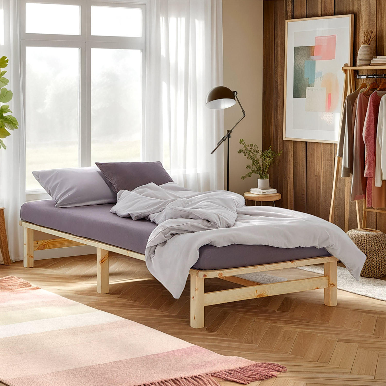 HOLZBETT 100/200 cm natur - Braun, Holz (100/200cm) - Homestyle4u
