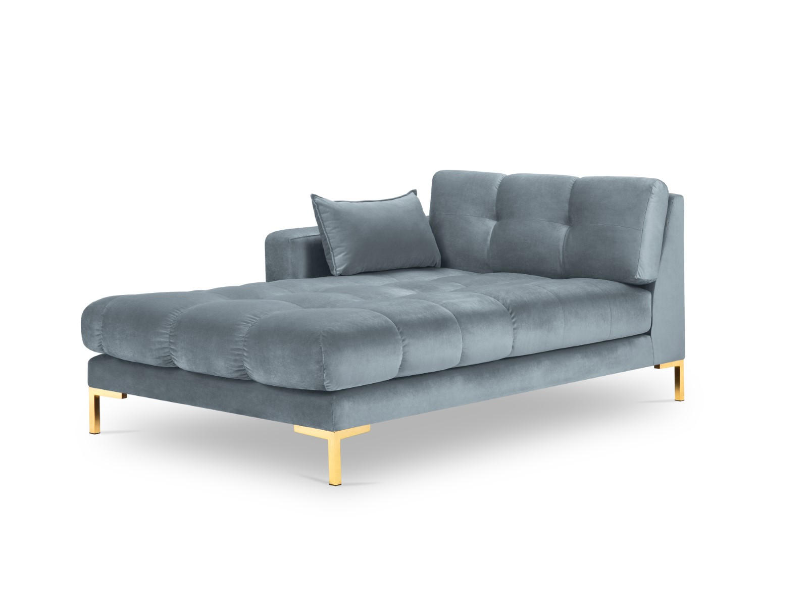 CHAISELONGUE links Mamaia aus Samt hellblau - Hellblau, Textil (102/75/185cm) - Micadoni