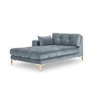CHAISELONGUE links Mamaia aus Samt hellblau - Hellblau, Textil (102/75/185cm) - Micadoni