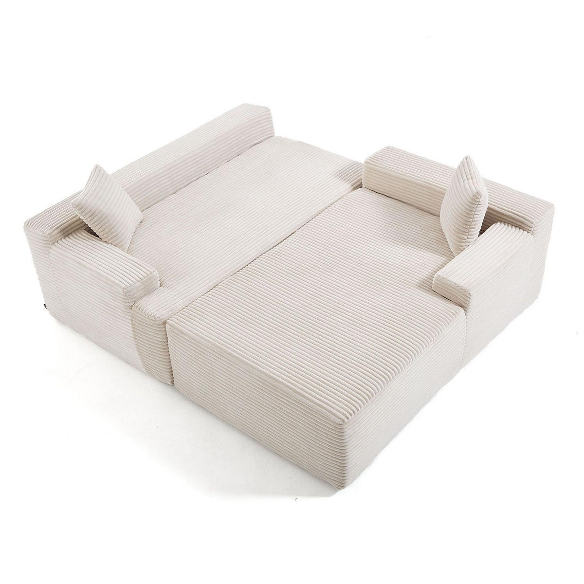 SOFA Coredo beige Cord - Beige, Textil (250/155cm) - Juskys