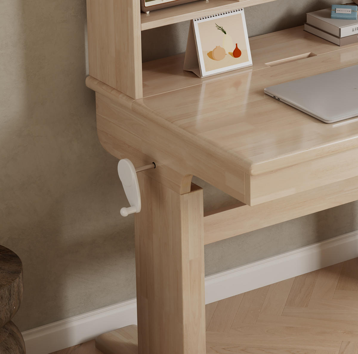 KINDERSCHREIBTISCH höhenverstellbar 92,2 x 60 x 89 cm Holz Natur - Braun, Holz (92/60/89cm) - Meubliv