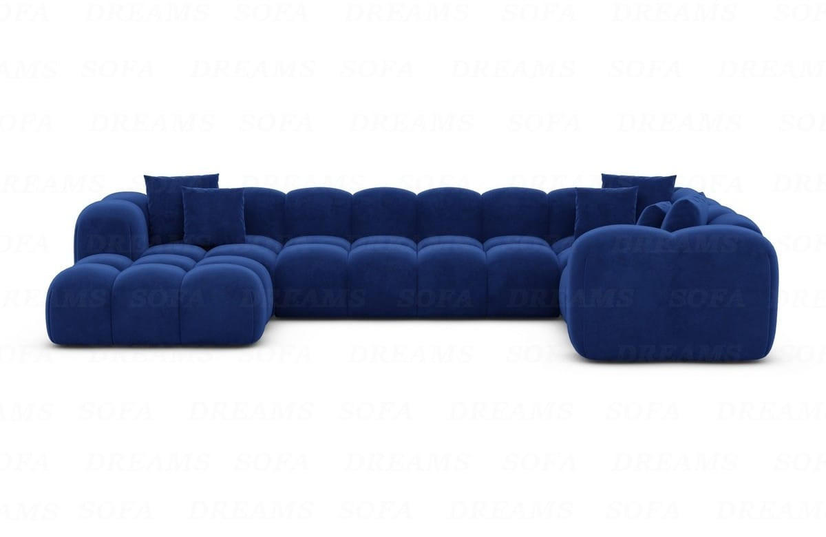 WOHNLANDSCHAFT Cloud Dunkelblau Samtstoff - Dunkelblau, Kunststoff (314/72/184cm)