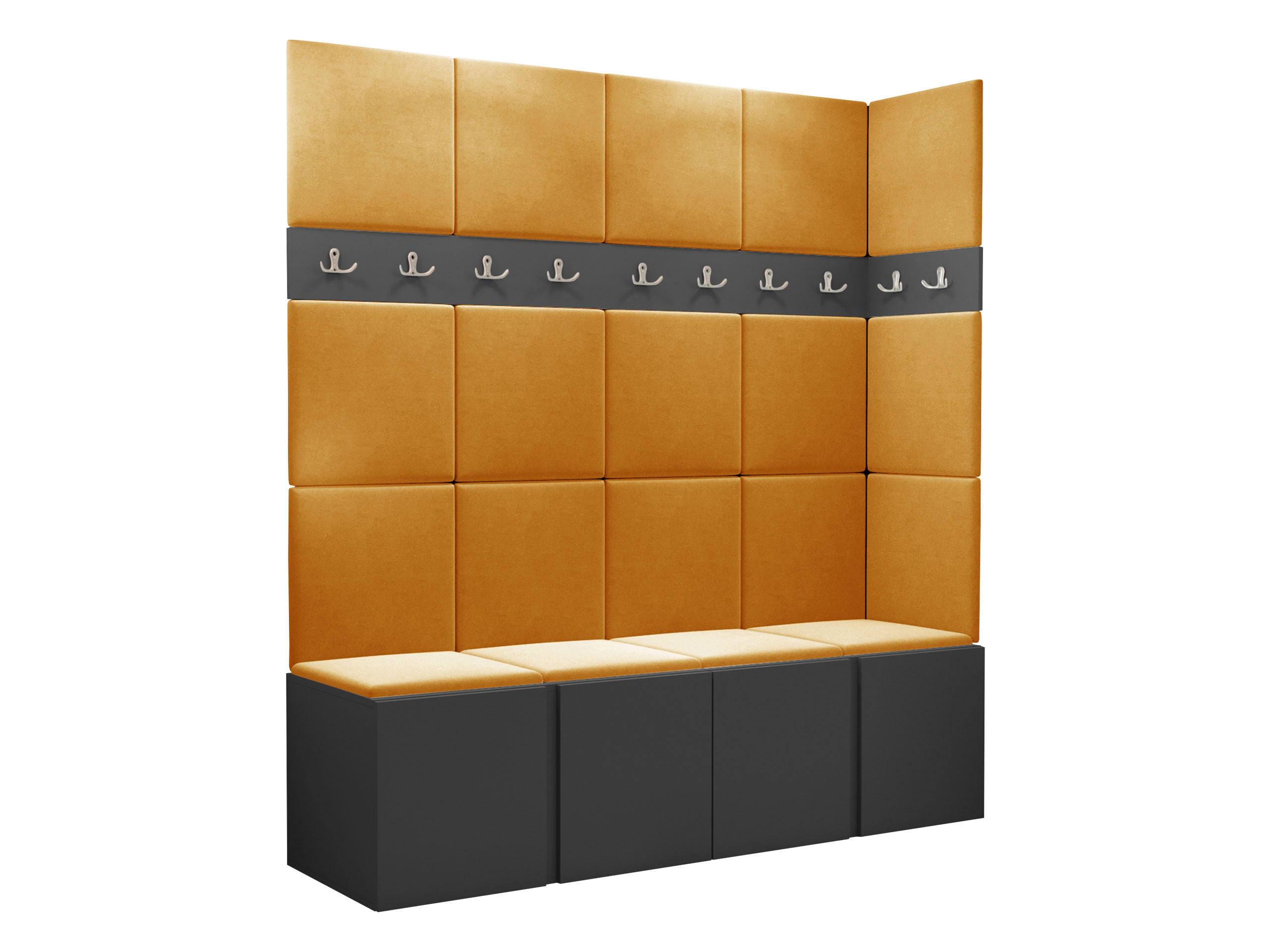 GARDEROBEN-SET Orion II - Graphitfarben/Orange, Holzwerkstoff/Kunststoff (168/186/46cm) - MIRJAN24