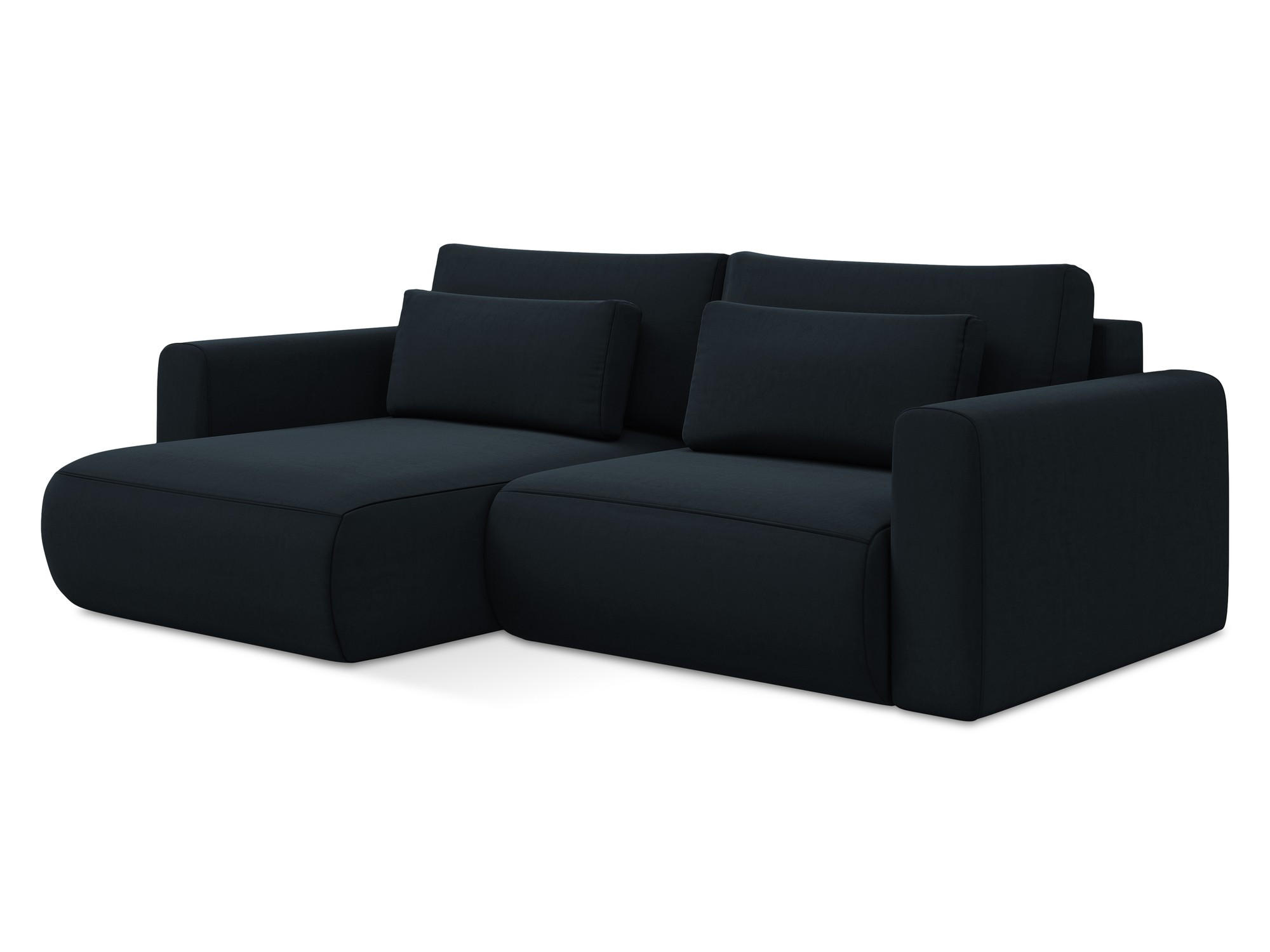 ECKSOFA mit Schlaffunktion Samt Stoff Blau - Blau/Schwarz, Kunststoff/Textil (149/240cm) - Makamii