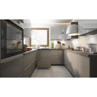 WINKELKÜCHE Brerra lava matt / signalweiß-quarzgrau hochglanz 15-teilig - Grau, Holzwerkstoff (270/207/236cm) - Feldmann-Wohnen