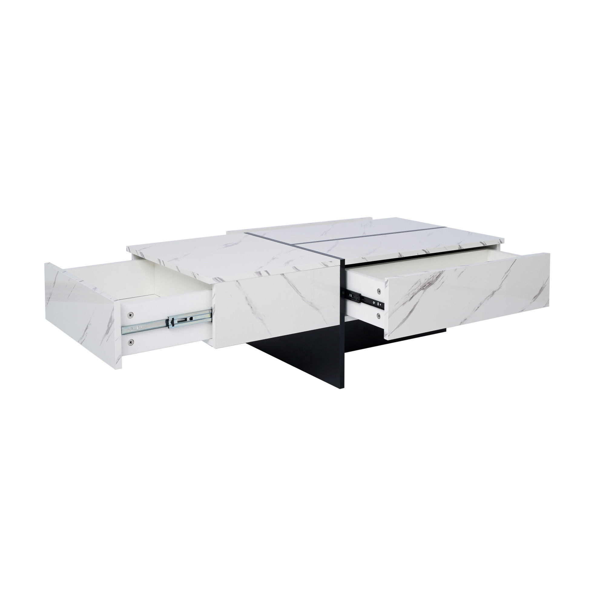 COUCHTISCH 100/50/34.5 cm weiß aus Spanplatte mit LED-Beleuchtung - Weiß, Holzwerkstoff (100/50/34.5cm) - OKMYHOME