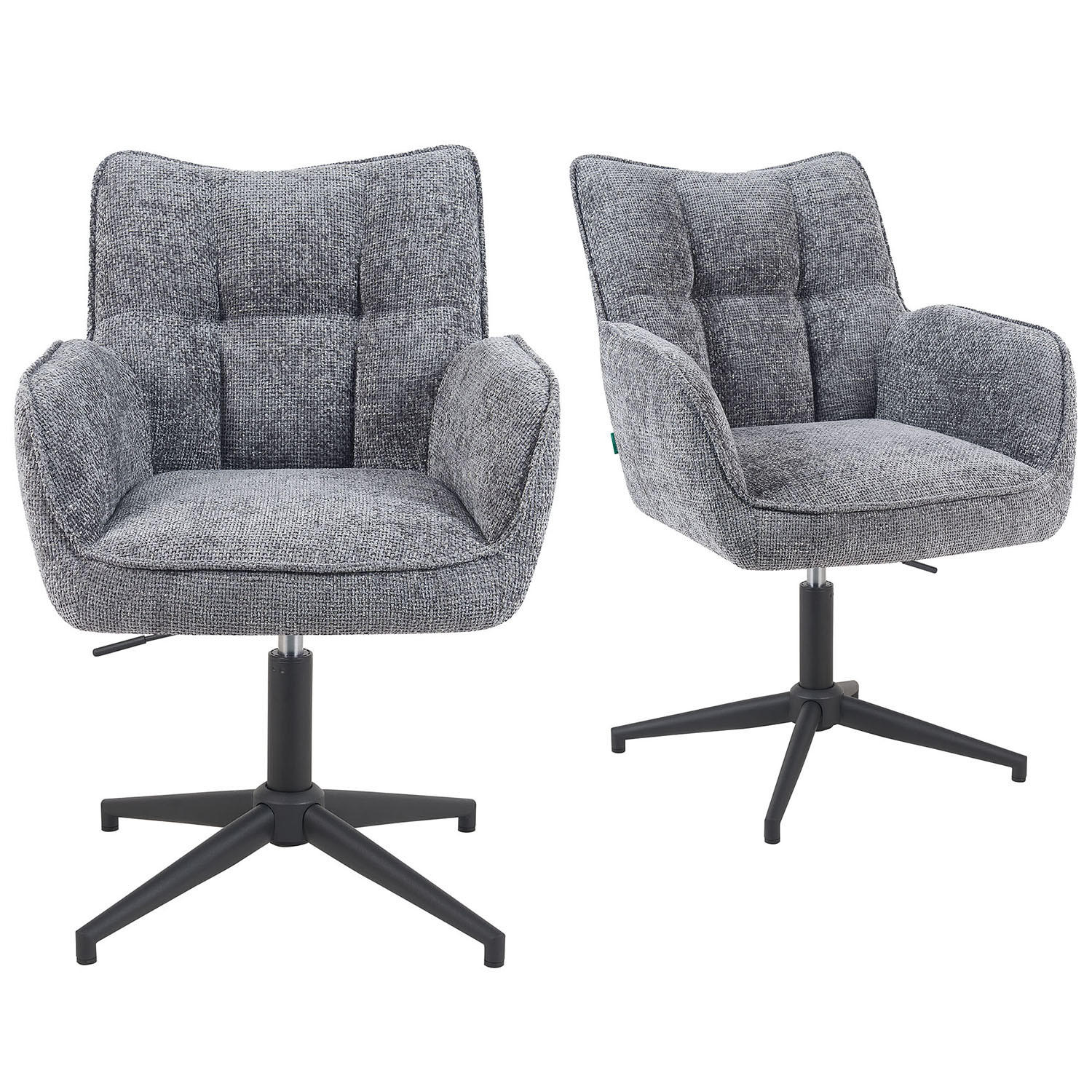 BÜROSTUHL Mika-Lea - Schwarz/Grau, Textil/Metall (59/81/66cm) - DUBI Möbel