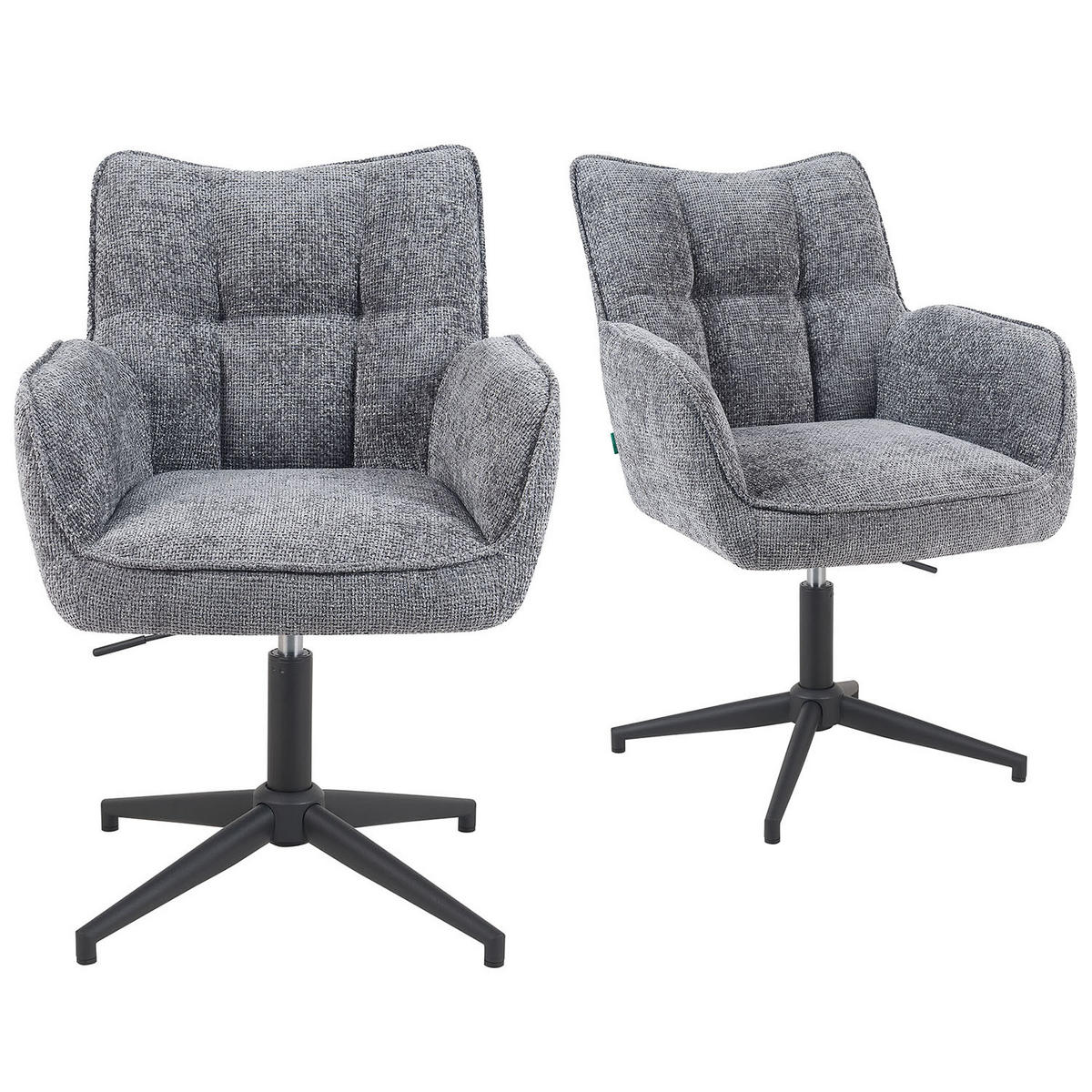 BÜROSTUHL Mika-Lea - Schwarz/Grau, Textil/Metall (59/81/66cm) - DUBI Möbel