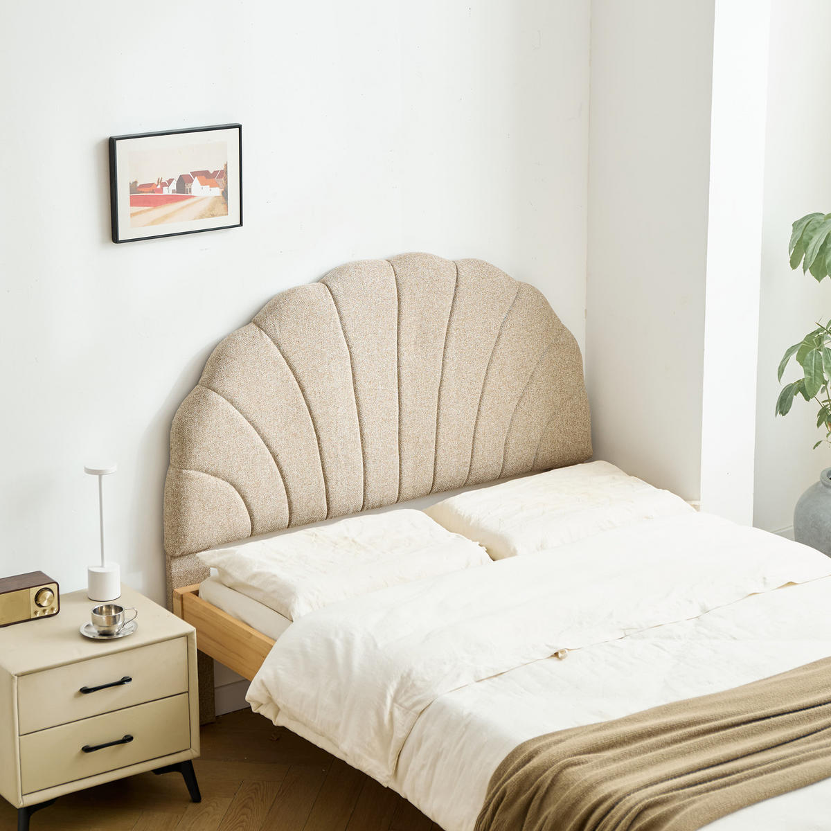 BETTKOPFTEIL Beige 140 cm - Beige, Holz (140/120/7.5cm) - Nordlys