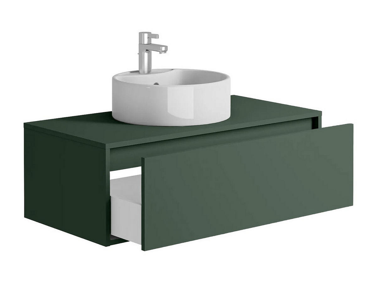 EINZELWASCHTISCH - 94 cm x 47 cm - Holz, Platte - Grün - TEANA - Grün, Holz (94/32/47cm) - Vente-Unique