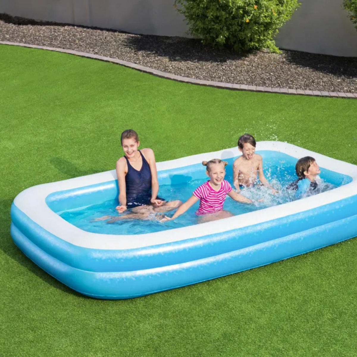 POOL Rechteckig Blau 305 x 183 x 46 cm Familienpool Aufstellpool - Blau, Kunststoff (183/46/305cm) - Bestway