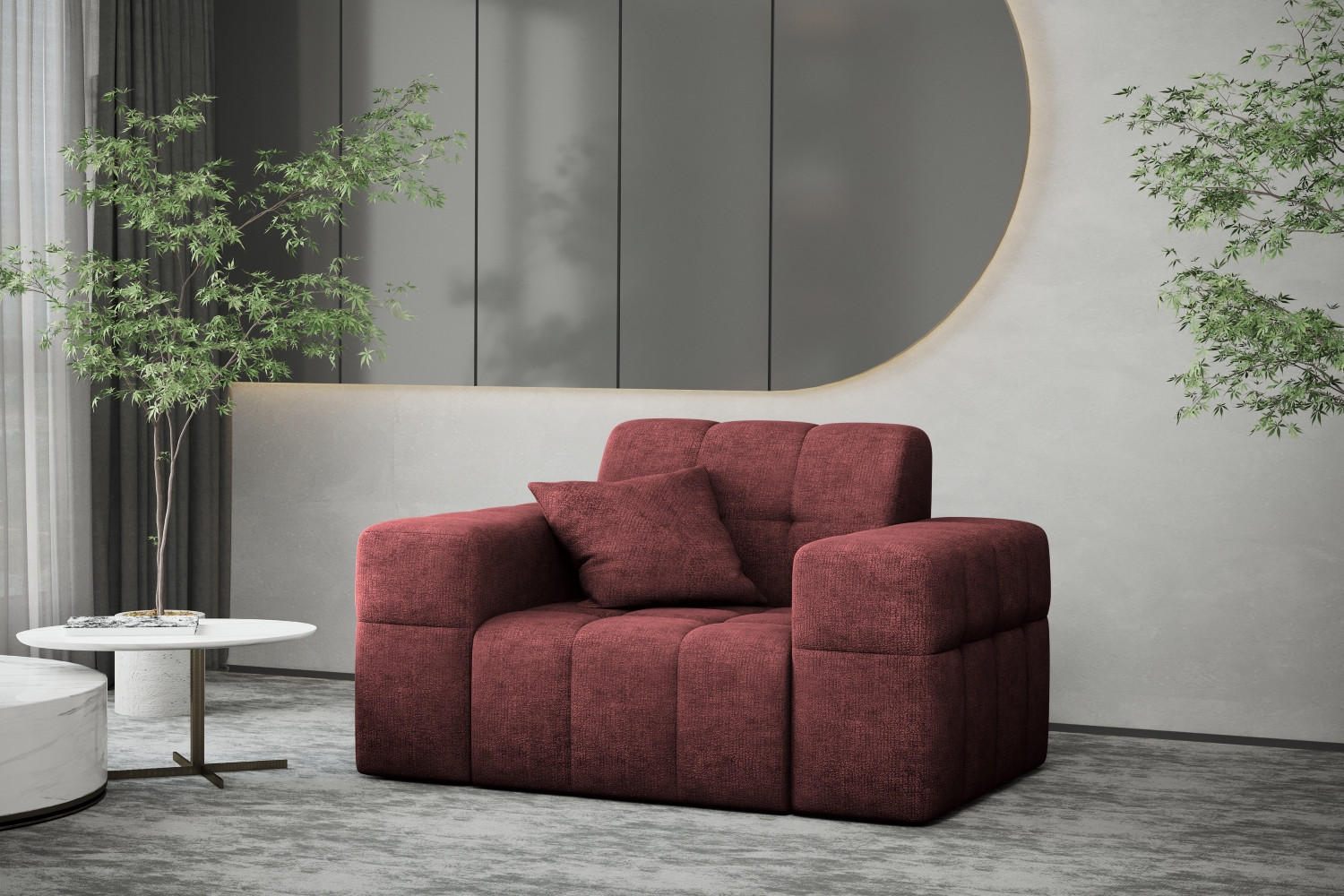 SESSEL NIMES Stoff Perfect Harmony Rotwein - Rot, Holz/Textil (120/82/92cm) - Kaiser Möbel