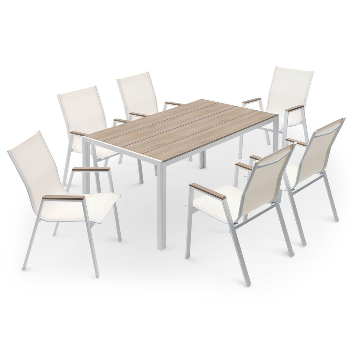 GARTENMÖBEL SET MONDELLO 7er Set beige, weiß - Beige, Metall - IDIMEX