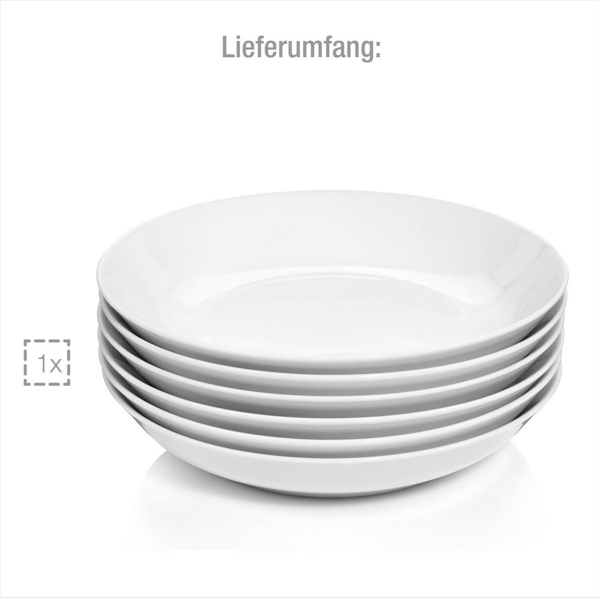 SUPPENTELLER SET NEW PORT - 6 teilig aus Porzellan - Weiß, Keramik (21cm) - Sänger