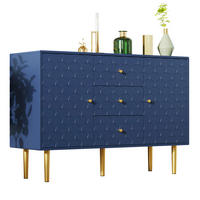 KOMMODE 120/40/83 cm in Marineblau mit 2 Türen, 3 Schubladen und Metallbeinen - Dunkelblau, Metall (120/83/40cm) - Flora Grace