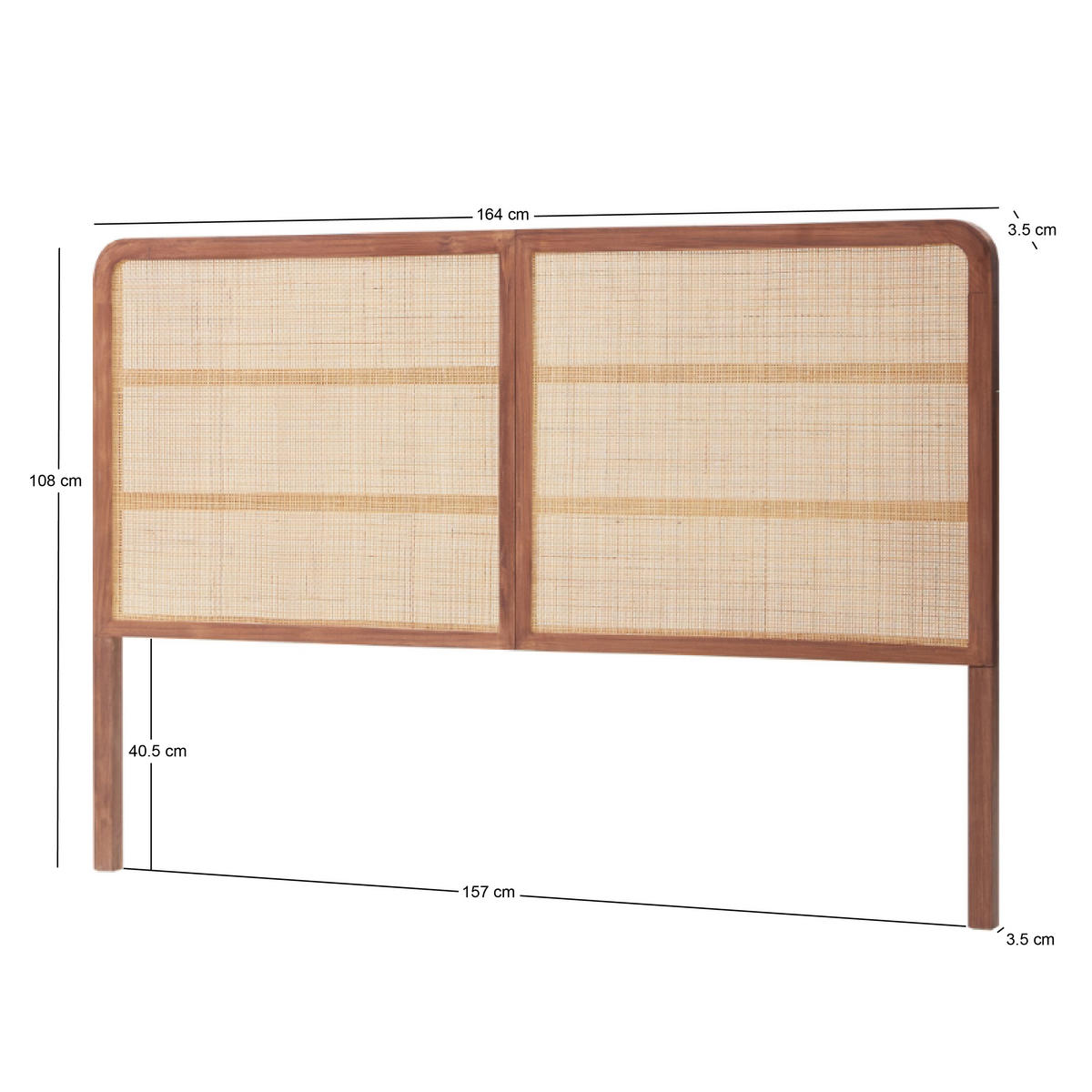 BETTKOPFTEIL Rechteckig Braun 163.5 x 3.5 x 108.5 (cm) - Braun, Holz (163.5/108.5/3.5cm) - Nordlys
