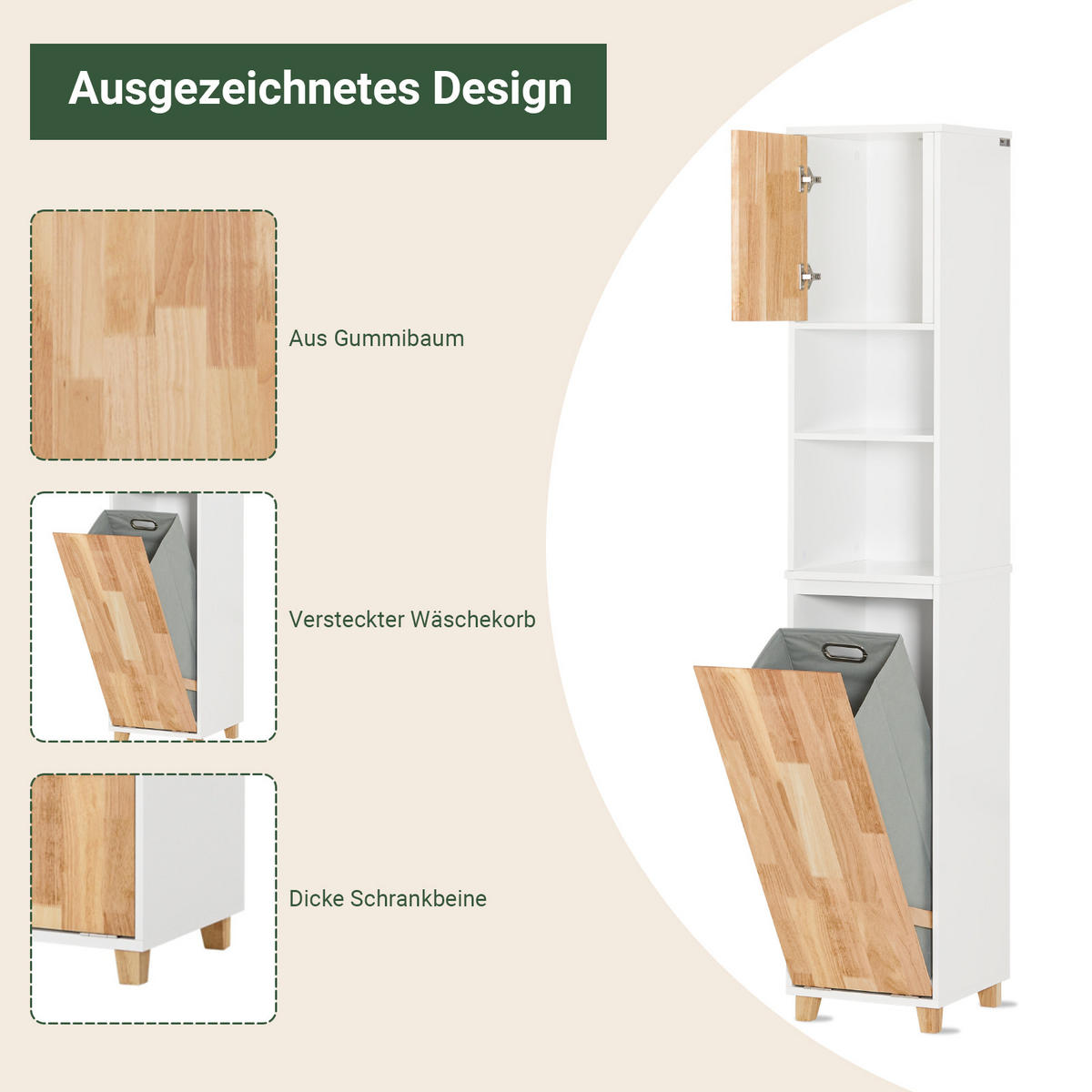 HOCHSCHRANK Weiß - Weiß, Holz/Holzwerkstoff (31/170/32cm) - SoBuy