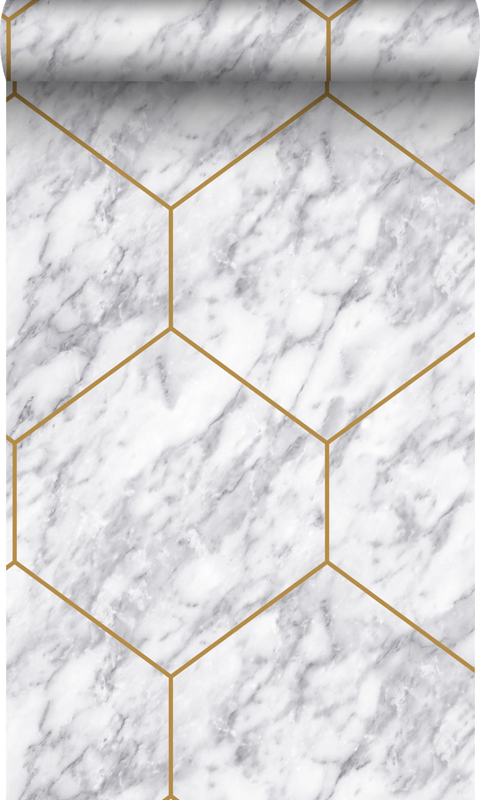 TAPETE Wabenmuster mit Marmoreffekt 50 x 900 cm - Weiß, Papier (50/900cm) - Origin Wallcoverings