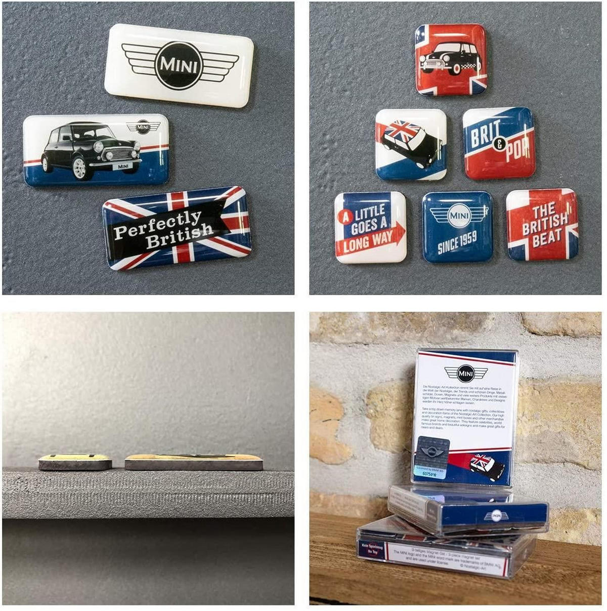 MAGNETSET 9-teilig Mini Union Jack - Multicolor, Metall (9/7/2cm) - Nostalgic-Art