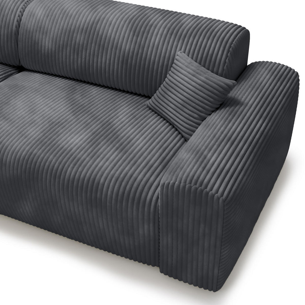 ECKSOFA mit Longchair - Cord - Blau/Schwarz, Kunststoff/Textil (284/178cm) - home24