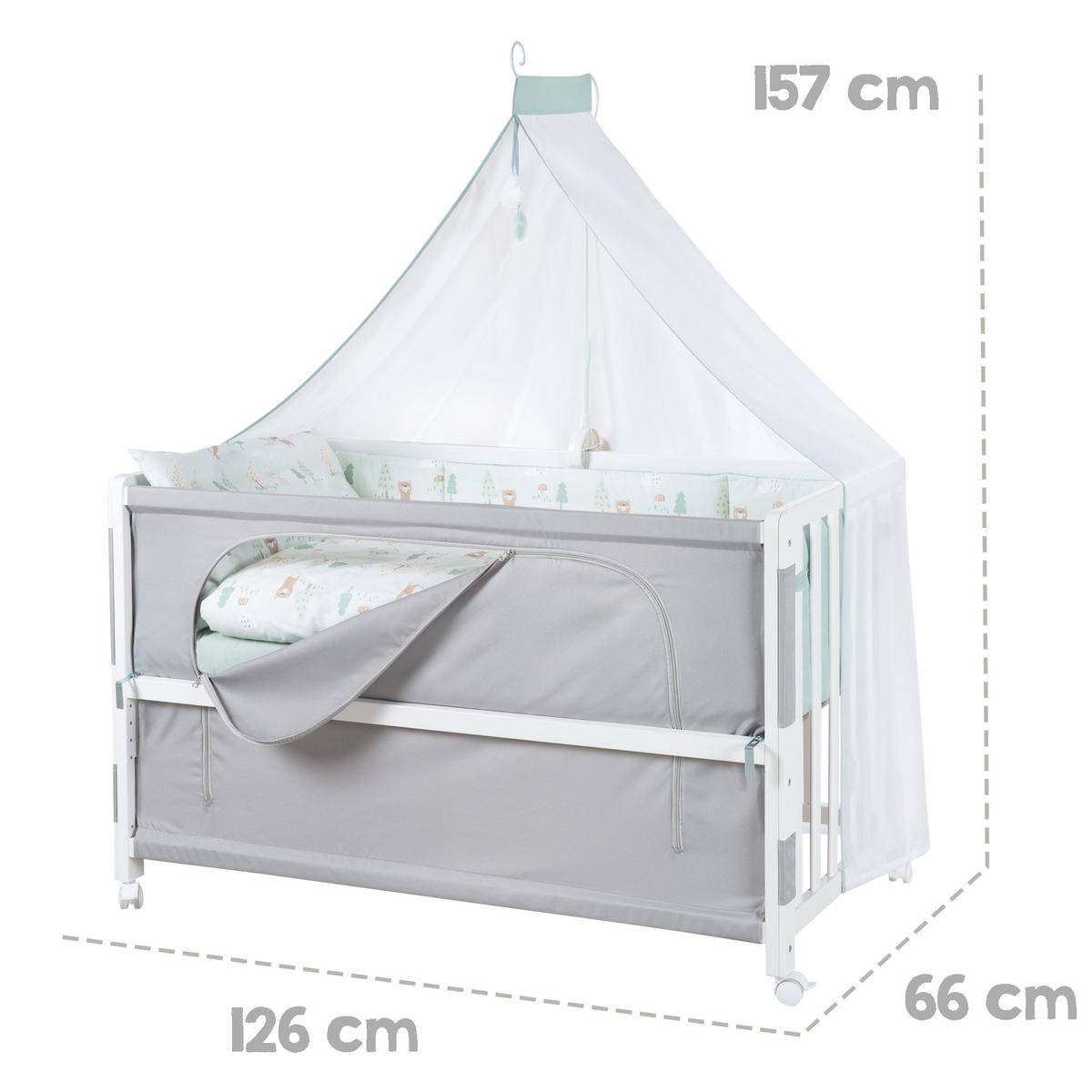 BABYBETT Woodland Buddies 5er-Set 60 x 120 cm - Weiß, Holzwerkstoff/Textil (60/120cm) - Roba