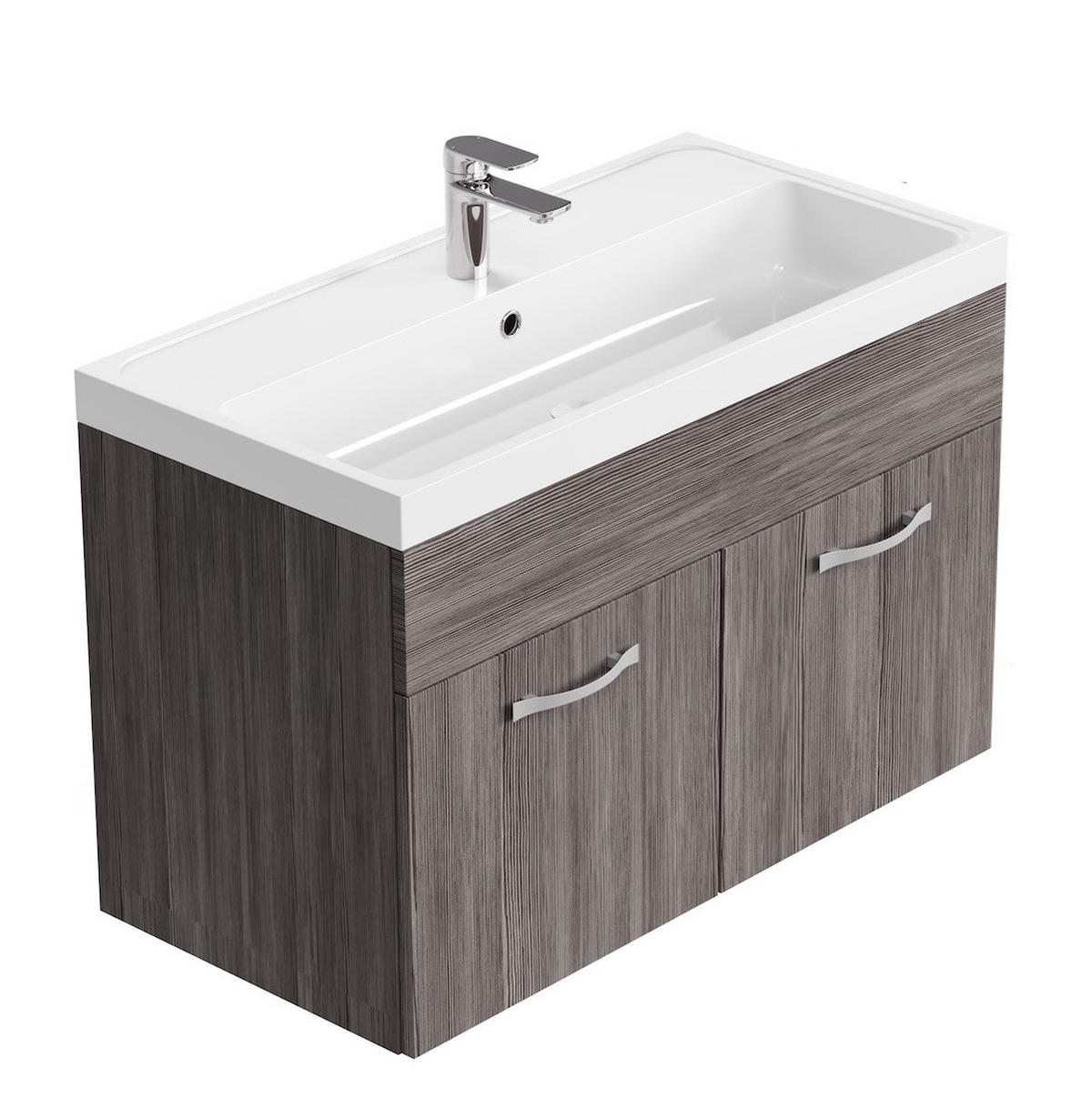 BADMÖBEL-SET Paso 2 Teile Grau Eiche - 80 x 35 x 55 cm - Eichefarben/Grau, Holz (80/55/40cm) - Badplaats