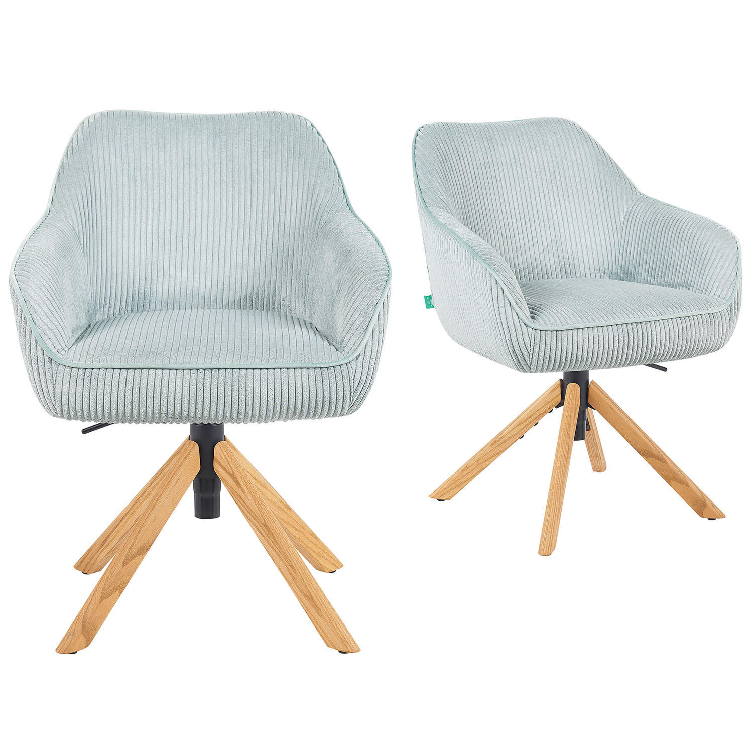 BÜROSTUHL Mika-Olea - Honigeiche/Hellblau, Eichenholz/Holz (60/83/61cm) - DUBI Möbel