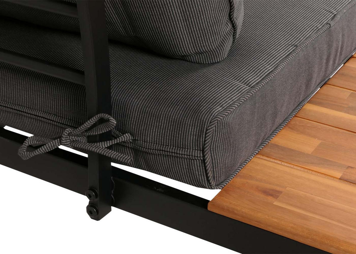 LOUNGE-SET Gartengarnitur Braun Kissen Dunkelgrau - Braun, Metall - PROREGAL