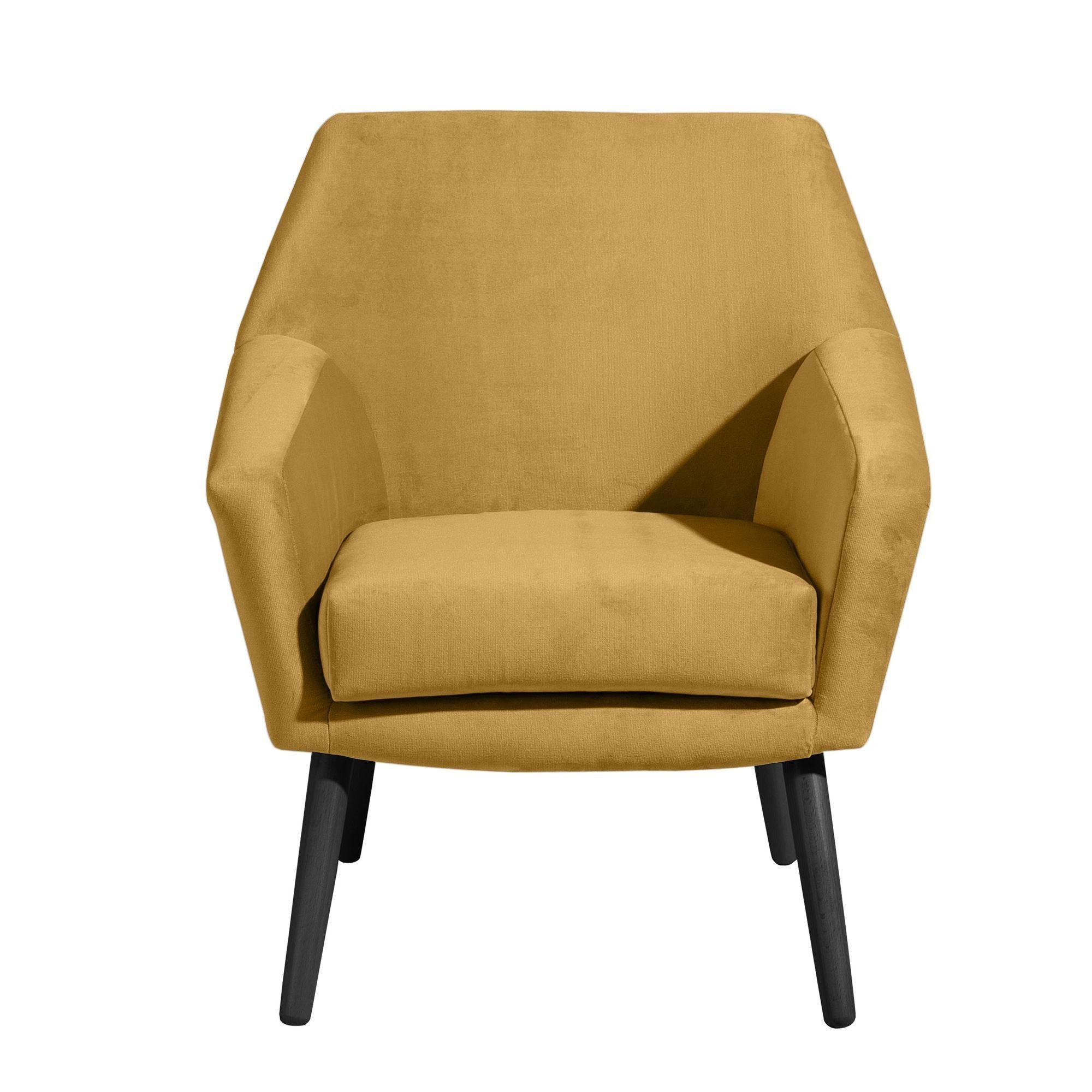 SESSEL Kachka Bezug Samtvelour Buche schwarz / mais - Currygelb/Buche Kolonial, Kunststoff (71/81/67cm) - 58aufmkessel