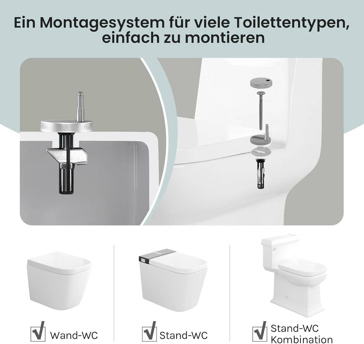 WC SITZ, Toilettendeckel, WC Sitz Eckig Weiß - Weiß, Kunststoff (36/5/45cm) - Woltu