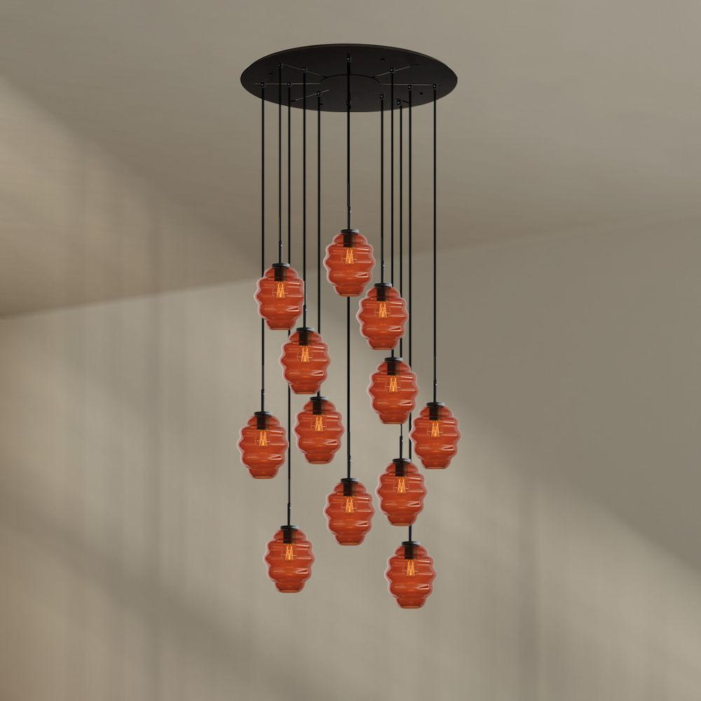 GALERIELEUCHTE Echos 12-flammig Braun Ø 18cm - Schwarz/Braun, Glas (18/18/20cm) - s.luce