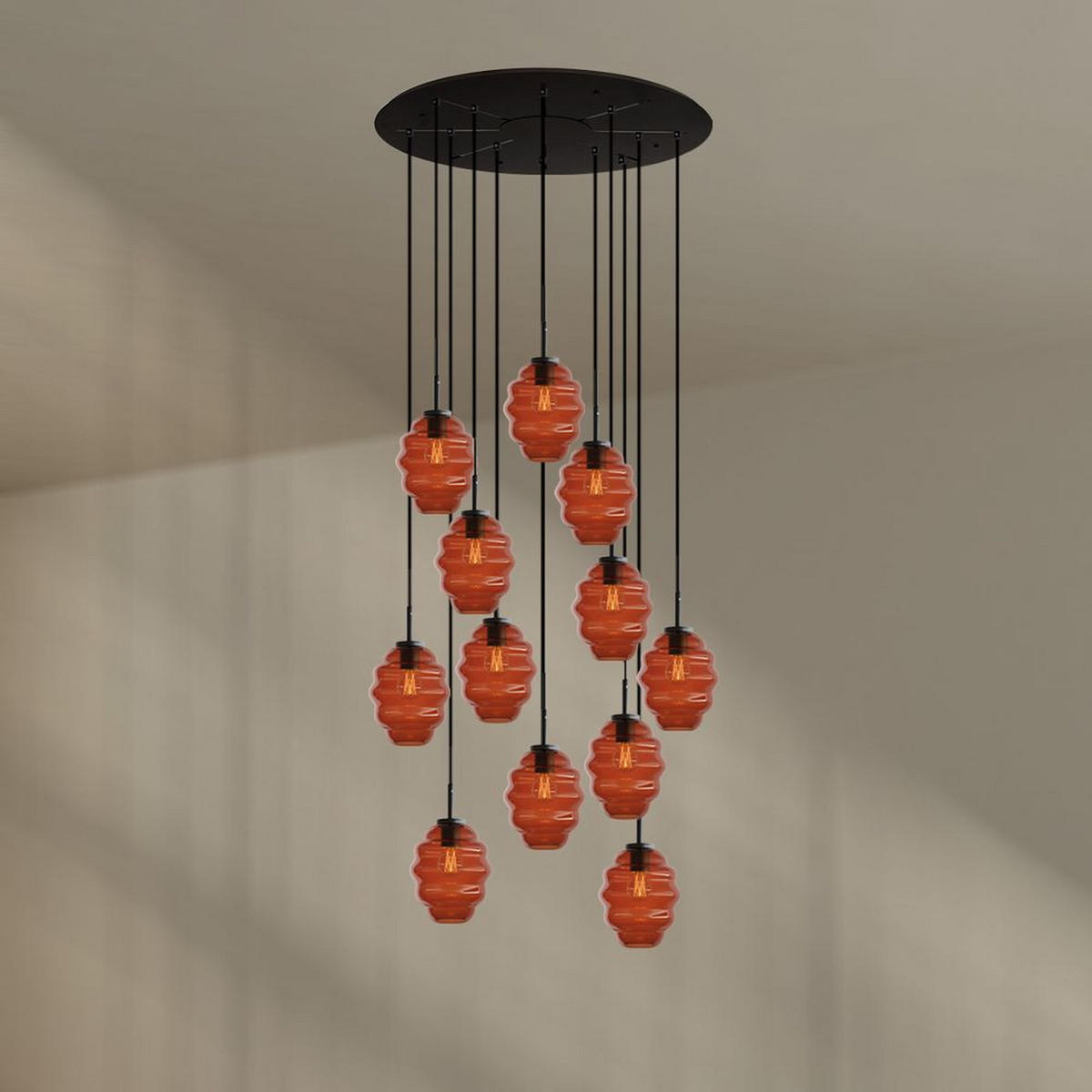 GALERIELEUCHTE Echos 12-flammig Braun Ø 18cm - Schwarz/Braun, Glas (18/18/20cm) - s.luce