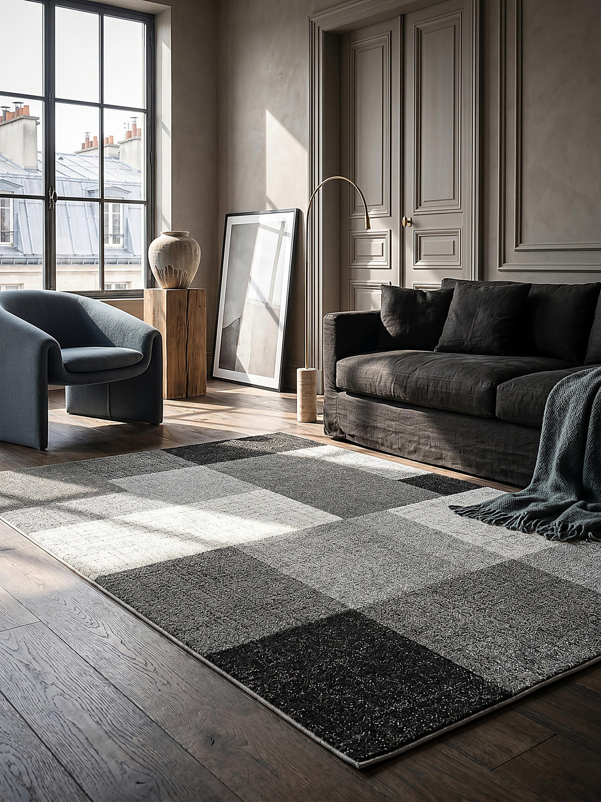 TEPPICH Niederflor Patchwork THUR Polypropylen Grau 140 x 200 cm - Grau, Textil (140/200cm) - KADIMA DESIGN