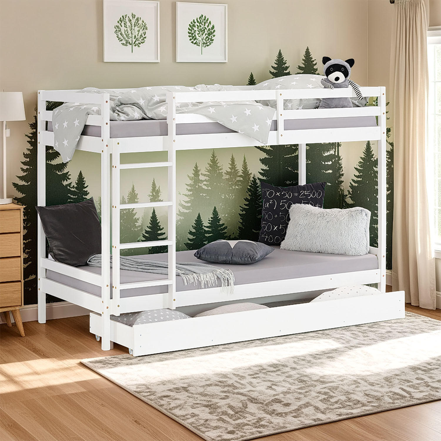 ETAGENBETT mit Matratzen 90/200 cm mit Stauraum - Weiß, Holz - Homestyle4u