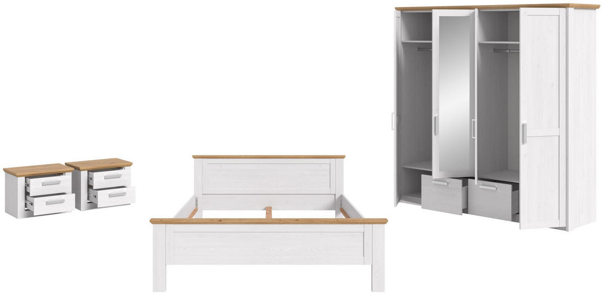 BETTANLAGE Verona Sibiu Lärche Nachbildung 4-tlg. - Lärchefarben, Holzwerkstoff - Xonox