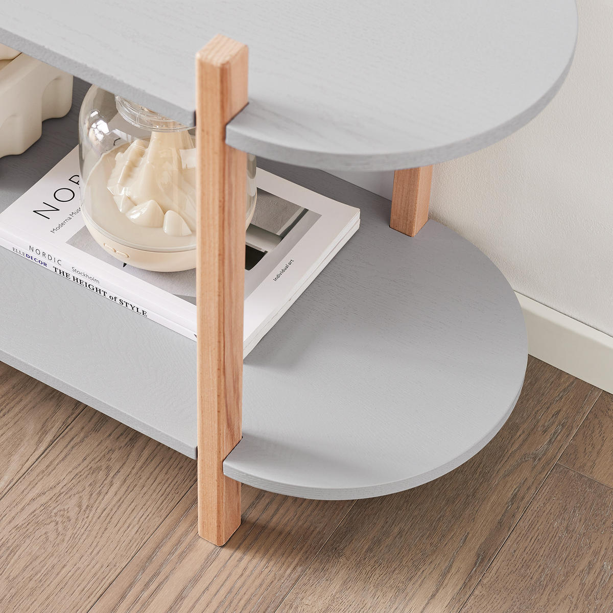 BÜCHERREGAL Grau-Natur - Naturfarben/Grau, Holz/Holzwerkstoff (100/52/33cm) - SoBuy