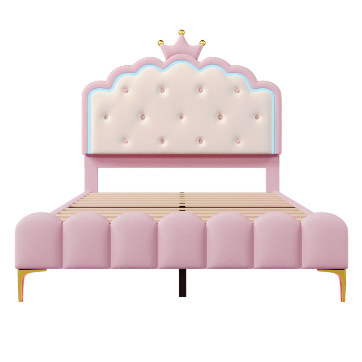 POLSTERBETT 140/200 cm Rosa mit Lattenrost und Ambiente-Licht - Rosa, Kunststoff (140/200cm) - OKWISH