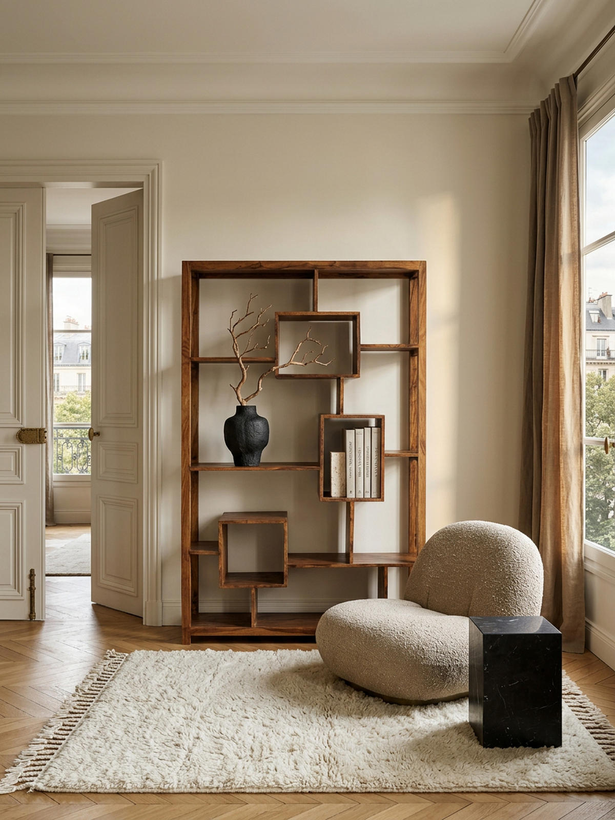 BÜCHERREGAL – Naturholz, 115x180 cm, Landhausstil, mit Ablagefächern - Braun, Holz (115/180/40cm) - KADIMA DESIGN